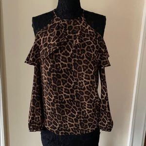 Michael Kors leopard cold-shoulder blouse